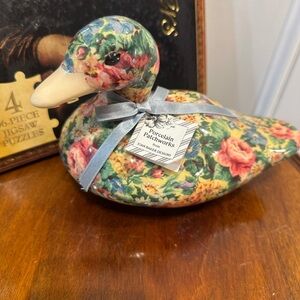 St. John Collection Floral Duck Decor with Blue and Pink Accents